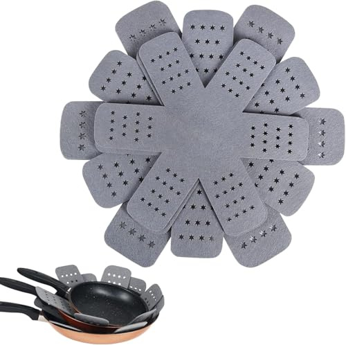 6 Pcs Pot Pan Protectors for Stacking, Larger Thicker Saucepan Protectors of 3 Sizes, Adjustable Felt Thermal Insulation Mat, Anti-Skid Reusable Kitchen Accessories