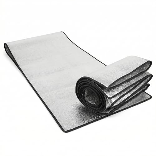 QWORK® Verdicktes und Bequemes Alu Isomatte Schaummatten, 100 cm/150 cm/200 cm verfügbar, Faltbare Aluminiumfolie Isoliermatte für Camping und Outdoor