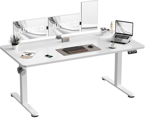 JUMMICO Höhenverstellbar Schreibtisch 160 x 70 cm Standing Desk Elektrischer Schreibtisch Höhenverstellbar mit Memory-Funktion,Weiß