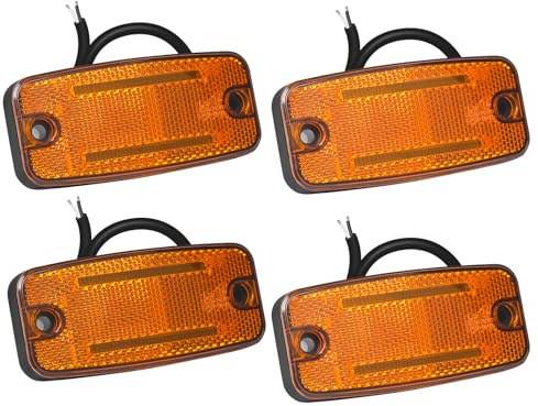 Yuanjoy 4x Amber LED Seitenmarkierungsleuchten Set – 12V/24V, ECE R91/R148 Zertifiziert, IP67 Wasserdicht – für Anhänger, LKW, Wohnwagen, Landmaschinen