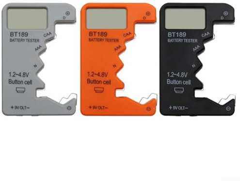 Bebykilemi BT189 Ultra-Small Digital Battery Tester with LCD Display for 1.5V AA/AAA, 3V Button, and 9V Batteries — Portable Power Bank Detector, ABS Housing,(orange)