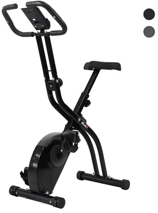 ATIVAFIT Folding Exercise Bike with 16-Level Magnetic Resistance, Heart Rate Sensor & Phone Holder, Adjustable Seat, Transport Wheels and LCD Monitor for Home Workout