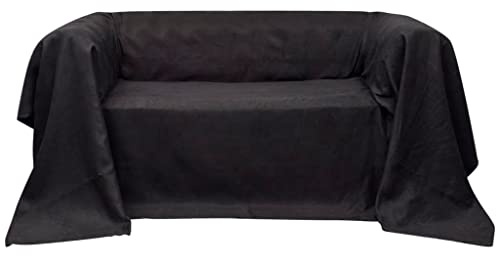 Micro-Suede Sofaüberwurf Anthrazit 270 x 350 cm, elastische Schutzhülle mit Gummizug, rutschfest und waschbar, Schonbezug für Sofa, Couch, Sessel, ideal für Wohnzimmer und Haustier
