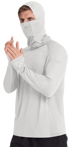 Sudadera con Capucha de protección Solar de Seda de Hielo UPF 50 para Hombre, Ligera, Transpirable y Suelta, Ropa de protección Solar UV para Pesca, Senderismo, Deportes al Aire Libre en Verano (