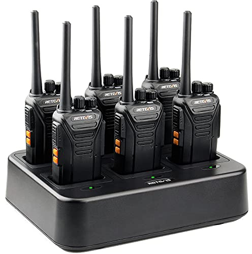 Retevis RT27 Walkie Talkies for Adults, Heavy Duty Two Way Radios, VOX Hands Free, Local Alarm, Rugged 2 Way Radio (6 Pack) with Six-Way Charger, for School Construction Site Manufacturing Restaurant