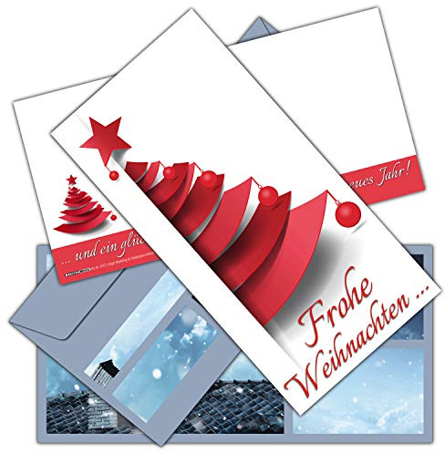 Weihnachtskarten mit Umschlägen (12er Set) - modernes Weihnachtsbaum Design für Privat und Geschäft - edle Frohe Weihnachten Karten von BREITENWERK