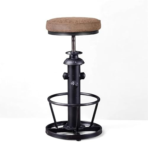 BOKKOLIK Industrielle Barhocker - Drehbarer PU-Sitz - Vintage Kücheninselhocker - Thekenhöhe verstellbar 63-79 cm - Fußstütze