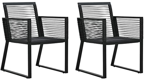 vidaXL 2X Gartenstuhl Sessel Stuhl Essstuhl Gartenmöbel Stühle Balkonstuhl Terrassenstuhl Gartenstühle Gartensessel Rattanstuhl Schwarz PVC Rattan