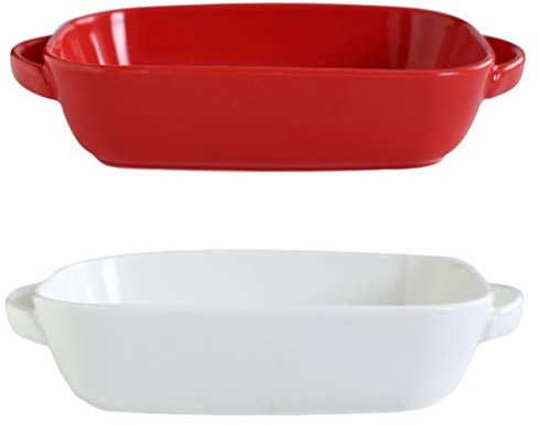 Cabilock 2pezzi Teglia in Ceramica Per Uso Domestico Teglia Binaurale Per Cottura Di Piatti Da Zuppa Piatto Fondo Per Cheesecake