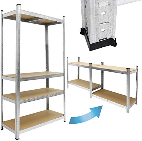ECD Germany Étagère de Rangement - 160x80x40 cm - Charge jusqu'à 320 kg - en Métal Galvanisé - 4 Panneaux MDF Réglables en Hauteur - Étagère de Stockage Rayonnage - Étagère de Garage d'Atelier