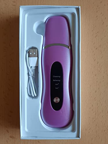Limpiador por ultrasonidos facial 4 en 1, dispositivo de limpieza de poros, exfoliante de piel, eliminador de espinillas, dispositivo de ultrasonidos, limpiador eléctrico de acné (lila)