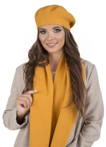 VIVISENCE Damen Baskenmütze Eleganter Wintermütze Warm Und Gemütlich Kopfbedeckung An Winter Und Herbst Warm Dick Strickmütze, Klassisch Mütze Für Frauen Modell 7005