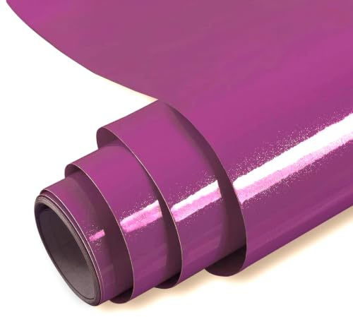 Hode Vinyl Wrap Sticky Back Plastic Roll Self Adhesive Wallpaper | 40X300cm Purple High Gloss Adhesive Kitchen Wrap Sticky Vinyl Roll for Kitchen Furniture Stickers Covering Contact Paper