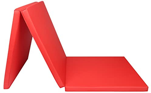 Turnmatte Weichbodenmatte Tragbare Faltbare PU-Gymnastik-Sport-Rollmatte, Fitness-Trainingsmatte Zum Tanzen, Wrestling, Sit-Ups (Color : Red, Size : 180x60x4cm)