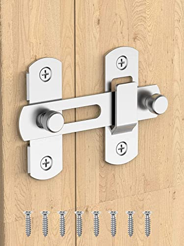 Sliding Barn Door Lock, Stainless Steel Gate Latches Flip Latch Safety Door Bolt Latch Lock for Wine Cabinet, Bathroom, Outdoor, Garage, Window, Garden, Closet Door (Silver)