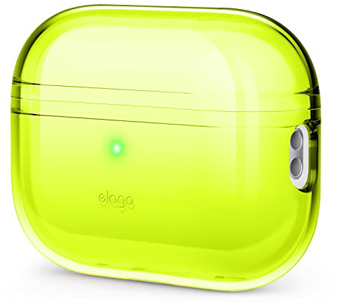 elago Transparente Hülle für AirPods Pro 2 | kabelloses Laden, transparentes Design, stoßfest (Neon Gelb)