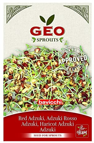 GEO Graines à Germer - Azuki rouge - Graines à Cultiver Bio pour Salades et Plats avec Germination Rapide pour Culture en Germoir - 90g