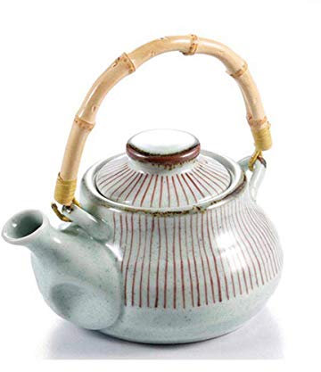 Poterie Petite Théière Théière en Céramique De Grande Capacité Théières À Poignée en Bambou De Style Coréen Service À Thé Kung Fu Bouilloire De Restaurant Japonais Vaisselle À Thé en Porcelaine B (C