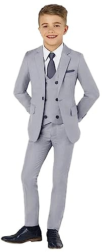 Traje formal de 3 piezas con un botón para niños, ajustado, chaleco, pantalones, traje de fiesta para niños para boda
