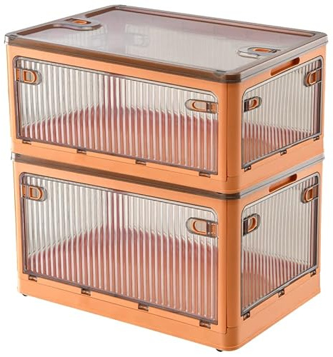 Creahaus 2Pack Aufbewahrungsboxen mit Deckel, 28L Faltbare Kisten Aufbewahrung mit Rollen, zusammenklappbare Aufbewahrungsbox mit fünf Türen, Spielzeug Organizer Container