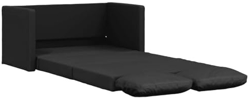 vidaXL Sofá Cama de Suelo 2 en 1, Diván Plegable, Sofá Tapizado, Cama de Suelo para Salón Dormitorio Oficina, Cuero Sintético Negro 112x174x55 cm
