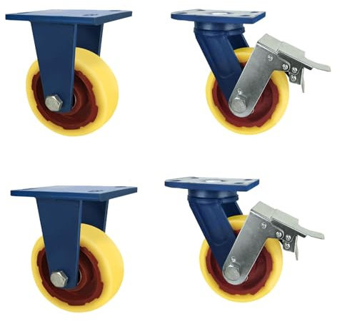 Transportrollen, 4 Lenkrollen Mit Bremse, Doppelt Kugelgelagerte Transportrollen Lenkbar, Transportrollen Mit Bremse Strandkorbrollen Möbelrollen für Möbel, Trolley, Tisch (Size : 4in(2non-steerable