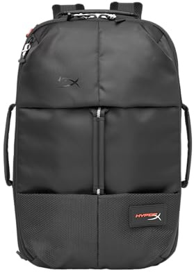 HyperX - Mochila de gran capacidad, ordenadores portátiles hasta 16, preparada para viajes, múltiples compartimentos, Negro