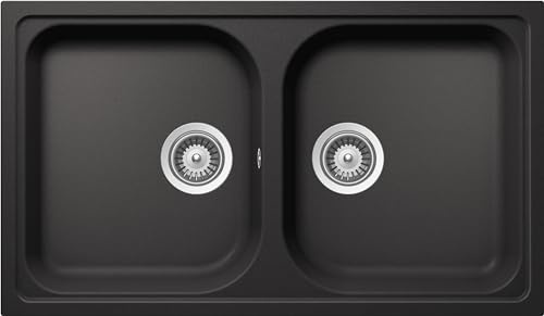 SCHOCK | Fregadero de cocina Formhaus N200 2 senos, material Cristalite®, negro, 860 x 500 mm