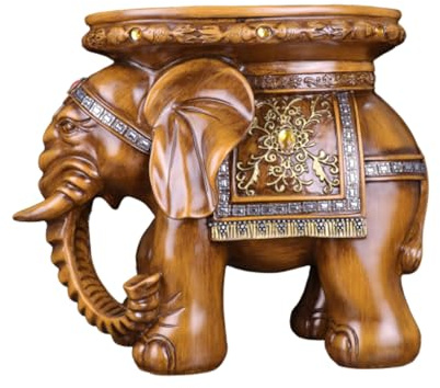 VIDECOR Ottomane Hocker Massivholz Fußhocker Tier Kreativer Elefant Hocker Holz Fußstütze Stuhl Gaming Samll Bank Wohnzimmer Schuhhocker,D-54 * 35 * 42
