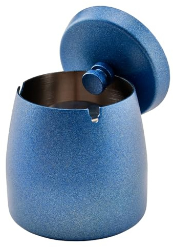 Ruayia Ashtray with Blanket, Storm Ashtray, Wind Ashtray, Stainless Steel, Storm Ashtray with Non-Slip Base, Standing Ashtray for Outdoor and Indoor Use, Small Size, Blue