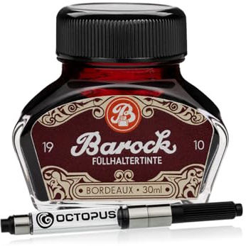 Barock 1910 Schreibtinte für Füllhalter Bordeaux mit Konverter, 30 ml, rot