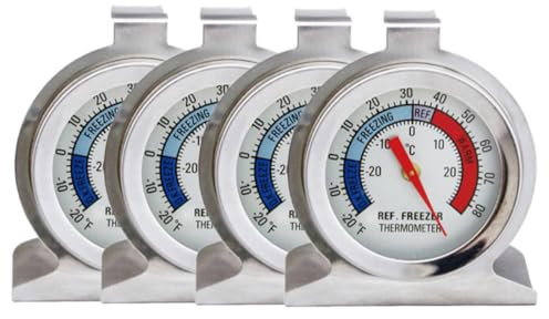 TINEASUR 4pièces Thermomètre à Réfrigérateur Acier Inoxydable Lot De Précis Et Pour Congélateur Pour Maison Et Bureau Papier
