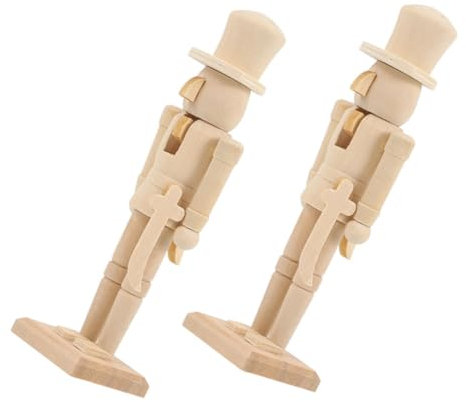 SKISUNO 2pezzi Schiaccianoci in Legno Non Finito Soldato Artigianale Fai Da Te Ornamento Natalizio in Legno Grezzo Figura Schiaccianoci Senza Vernice Decorazione Casa Personalizzabile