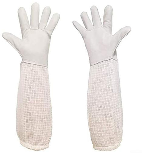 Imkerhandschuhe, 1 Paar Imkerhandschuhe, verdickte Ziegenleder, Bienenhandschuhe mit Segeltuch, lange Ärmel (XXL, 49 x 13,5 x 2 cm)