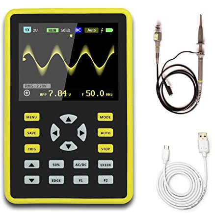 Osciloscopio, Osciloscopio digital, Portátil portátil Mini Digital 501 2h 2.4 LCD Osciloscopio con ancho de banda 100MHz y tasa de muestreo de 500 ms/s para la industria del mantenimiento