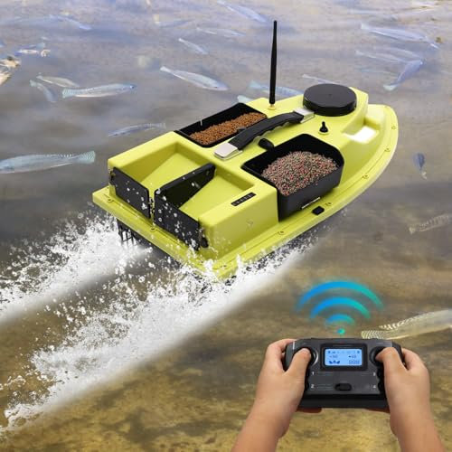 500M Futterboot, Köderboot mit GPS & Navigationslicht Fischköder Boot, Fernsteuerung Angeln Futterboot LED-Bildschirm mit Tragetasche