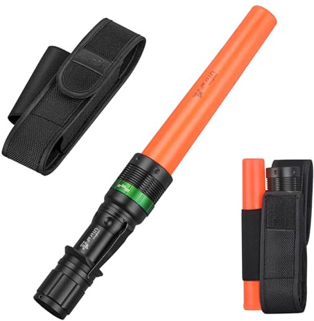 ULTRAFIRE Linterna LED de varita de tráfico de 11 pulgadas con funda para cinturón, linterna de varita de señal de control de tráfico, 250 lúmenes con modo estroboscópico rojo, para estacionamiento