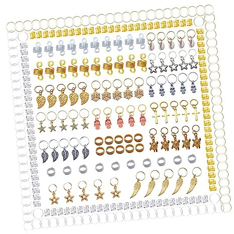 DRESSOOS 280piezas Anillos y Adornos Para Dreadlocks Set Accesorios Para Peinados Para Fotografía y Decoraciones De