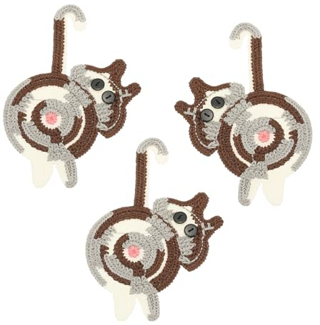 PATIKIL 3 sottobicchieri a forma di gatto, 15 cm, simpatici sottobicchieri all'uncinetto, divertenti per scrivania, adulti, decorazione per la casa, bevande, regali, caffè, tonalità marrone