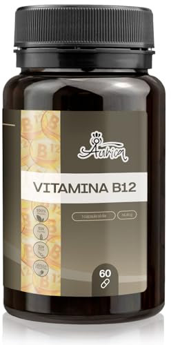 Aurica Vitamina B12 1000 µg - Energía diaria y sistema nervioso - Reduce el cansancio y la fatiga - Favorece la formación de glóbulos rojos y el metabolismo energético - 60 cápsulas veganas - 40% VRN