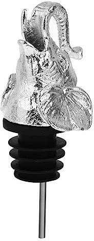 Mipcase Elephant Head Shape Wine Pourer Alloy Bottle Stopper Silver Wine Bottle Cap for Home Party Use