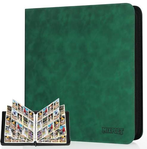 MIXPOET Album per carte da collezione, raccoglitore per carte da collezione con 12 tasche e custodie per 960 carte, raccoglitore per carte da gioco per carte YGO MTG TCG