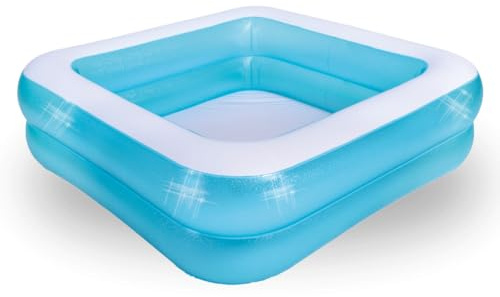 AMATOYS - Piscina Hinchable para Ninos y Bebes – Portatil, Segura y Facil de Usar – Ideal para Jardin o Terraza – Diversion de Verano al Aire Libre (Celeste 145 X 145 cm)