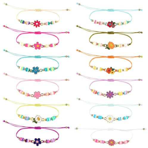 12 Pcs Colorful Girls Bracelets, Party Bag Fillers Girls Age 7 8 9 10 11 12 | Adjustable, BFF Bracelets for Older Kids Teens Adults