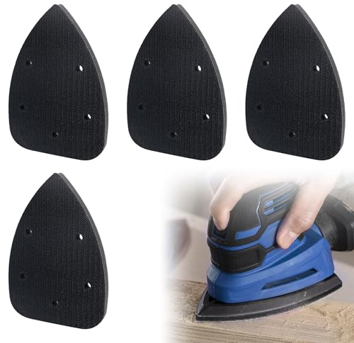 4PCS Mouse Detail Sanding Interface Pad, 14 x 9cm, 5 Holes | Mouse Sander Pads, Foam Sponge Interface Pad, Triangle Sanding Pads, Multitool Pad for Replacement