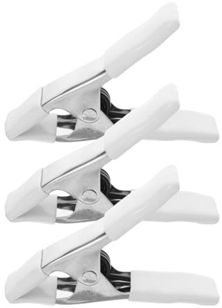 Tofficu 3Pcs Heavy Duty Spring Clamps with PVC Sleeve - 3.94X2.95X0.79In Non-Slip Woodworking Clips for Crafts Wedding Dress Photography Projects (White)