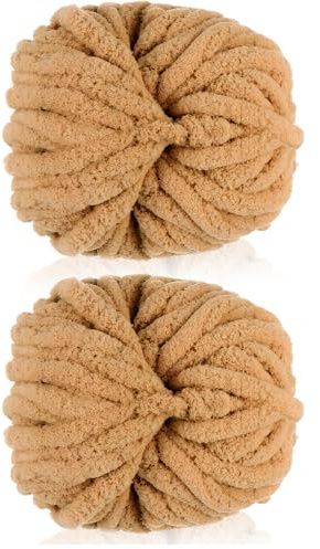 Cnwinu 2 st grov garn, 240 g chenillegarn för handstickning, flerfärgade mjuka tjocka ull, super tjock ull för stickning och virkning av filt, kudde, husdjurssängar, påsar, hattar, sjalar (mjökteja)