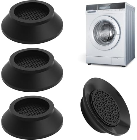Prozwee Anti Vibration Pads 4 Pack – Innovative Upgraded Design for Washing Machines & Dryers, Shock Absorbing Feet with Suction Grip, Non-Slip, Black