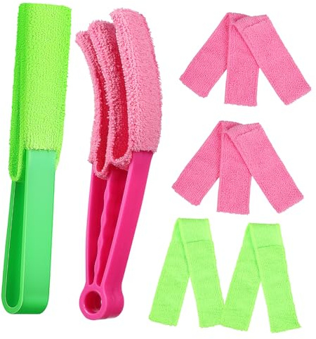 NOLITOY Blinds Duster Cleaning Kit with Ergonomic Handle Reusable Washable Microfiber Cloth for Window and Blind Crevice Cleaning Shutter Brush