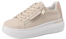QUEEN HELENA Sneakers in Vera Pelle Scarpe da Ginnastica Platform Casual Donna QH9003 (QH9001 Beige, Sistema Taglie Calzature EU, Adulto, Donna, Numero, Media, 37)